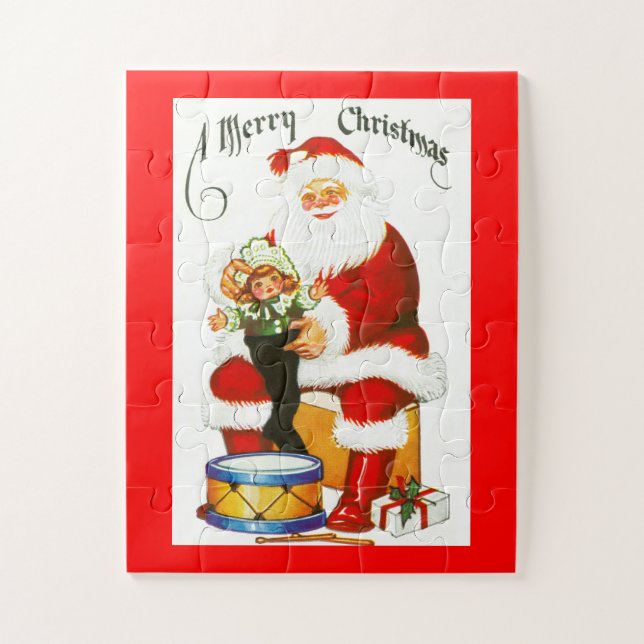 Quebra-cabeça Papais noeis com presentes de Natal (Vertical)