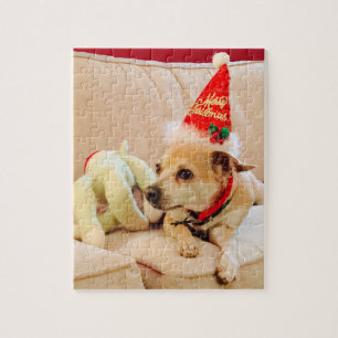 Quebra-cabeça Papais noeis de Natal bonitos Chihuahua Cão 4Sadie