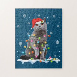 Quebra-cabeça Papais noeis de Natal Cat British Shorthair Lover
