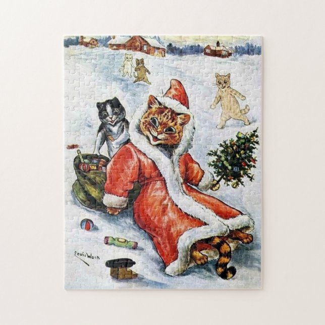 Quebra-cabeça Papais noeis de Natal Louis Wain Cat (Vertical)