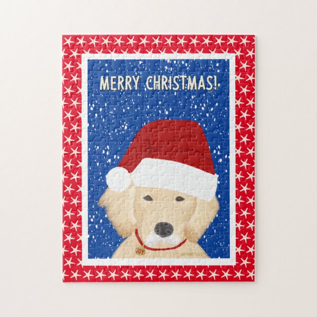 Quebra-cabeça Papais noeis de Natal ouros Cachorro Cachorro Queb (Vertical)