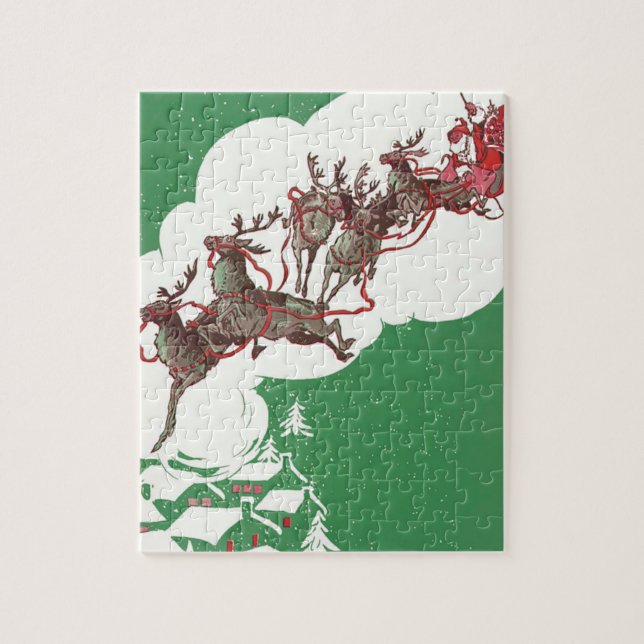 Quebra-cabeça Papais noeis e Reindeer na véspera de Natal (Vertical)
