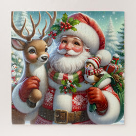 Quebra-cabeça Papais noeis e Rudolph