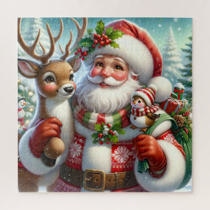 Quebra-cabeça Papais noeis e Rudolph