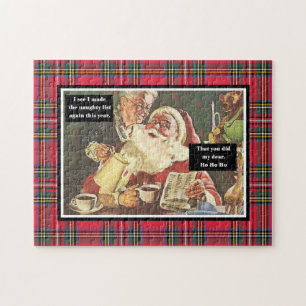 Quebra-cabeça Papais noeis e Sra. Claus Naughty List Xadrez Engr