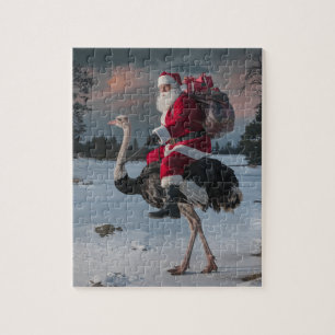 Quebra-cabeça Papais noeis engraçados e neve de Natal de Ostrich