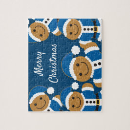 Quebra-cabeça Papais noeis Gingercake Men Cookie Blue Christmas