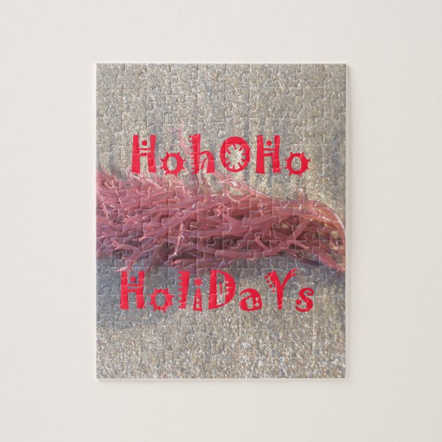 Quebra-cabeça Papais noeis HoHo Feliz Natal das cores da praia (Vertical)