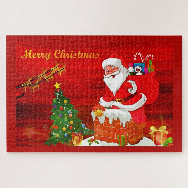 Quebra-cabeça Papais noeis na Chaminé (Horizontal)