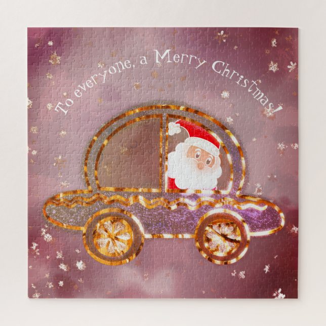 Quebra-cabeça Papais noeis no carro dele no Natal (Vertical)
