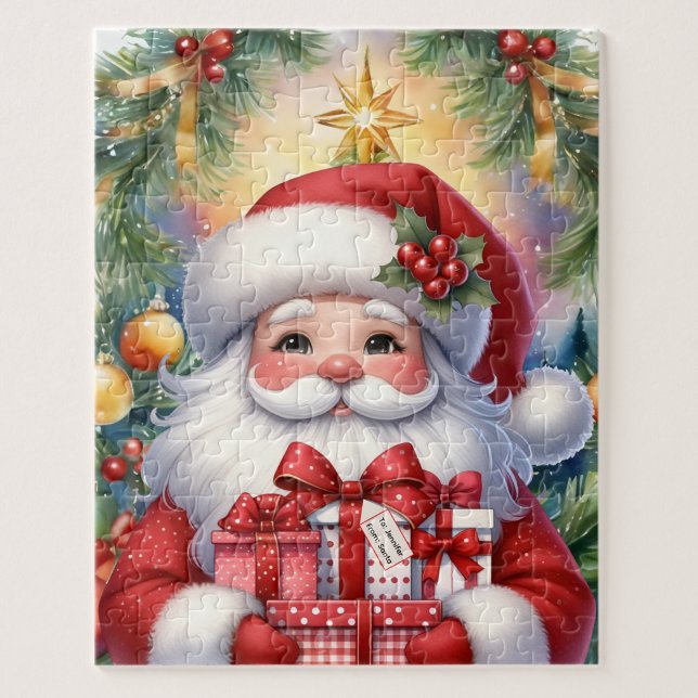 Quebra-cabeça Papais noeis Personalizam o Nome Presente de Natal (Criador carregado)