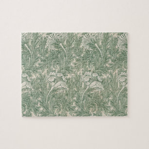 Quebra-cabeça papel de parede de tulipa william morris verde
