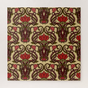Quebra-cabeça Papel de parede floral Art Nouveau.
