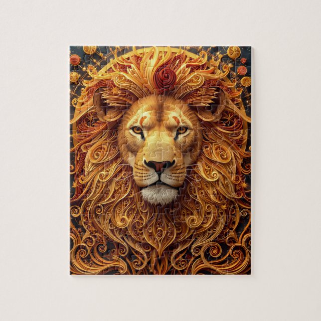 Quebra-cabeça Papel Quilling do Zodíaco de Leão (Vertical)