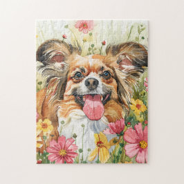 Quebra-cabeça Papillon Puzzle – Arte de Cachorro em Aquarela