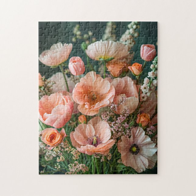 Quebra-cabeça Papoulas Rosa e Flores de Boca-de-Lobo (Vertical)