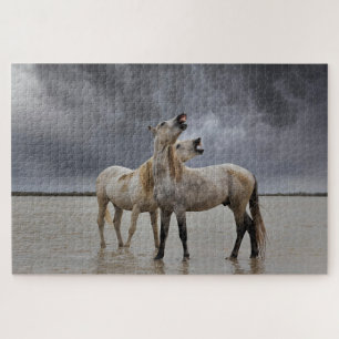 Quebra-cabeça Par de Camargue Horse Stallions, sul da França