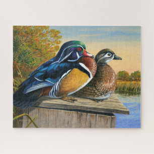 Quebra-cabeça Par De Patos De Madeira Em Pintura De Caixa De Afi