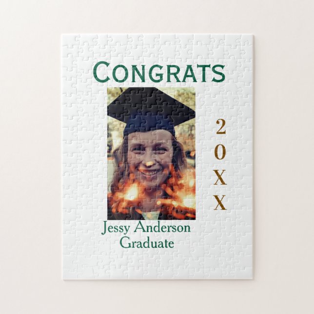 Quebra-cabeça Parabéns graduado verde dourado ano 20XX nomesimpl (Vertical)