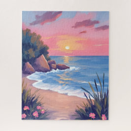 Quebra-cabeça Paraíso Cove | Ondas do Oceano ao Pôr do Sol em Aq