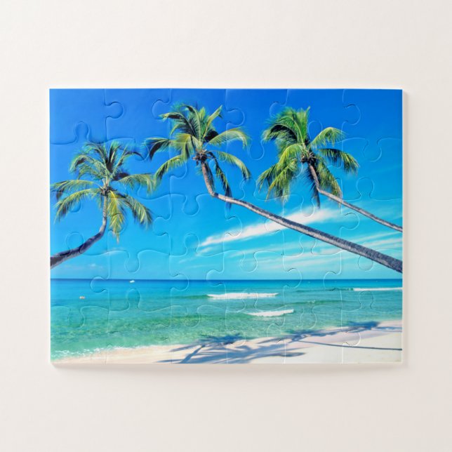 Quebra-cabeça Paraíso de praia tropical palmeiras (Horizontal)