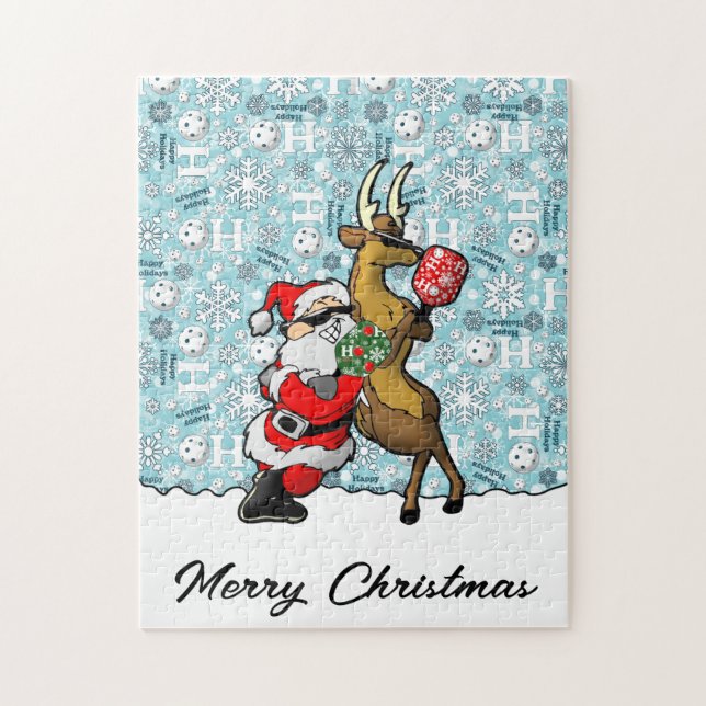 Quebra-cabeça Parceiros Pickleball Papais noeis e Reindeer Sleig (Vertical)