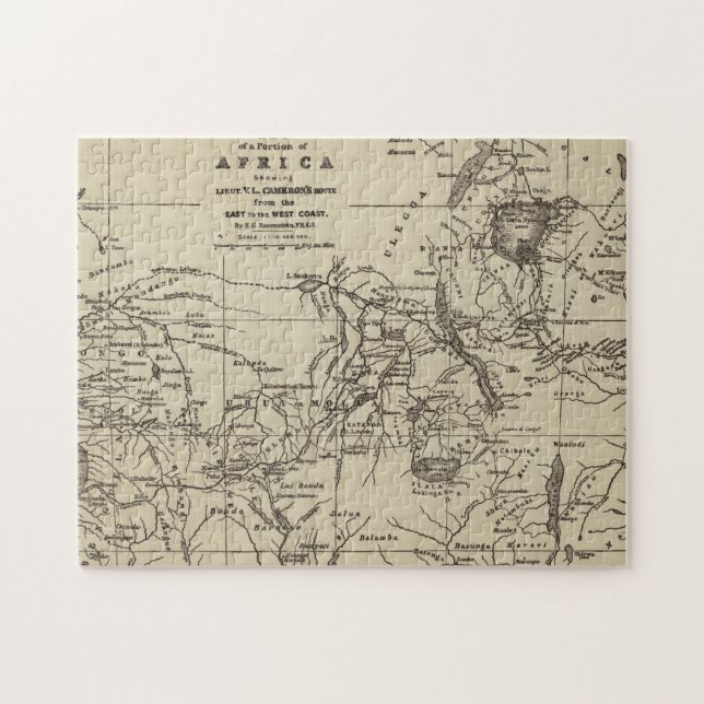 Quebra-cabeça Parcela do mapa de rota de África | Cameron (Horizontal)