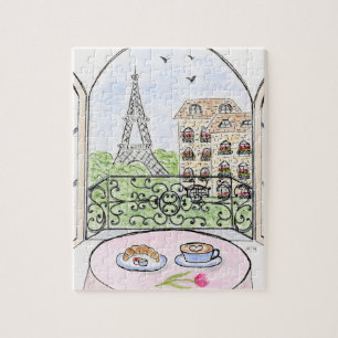 Quebra-cabeça Paris e Torre Eiffel Caprichosos Pintados à Mão