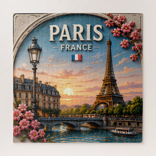 Quebra-cabeça 🗼 Paris França Torre Eiffel Vista da Cidade Ribei