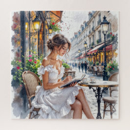 Quebra-cabeça Parisian Women Elegance: Paris Café Street Vibes
