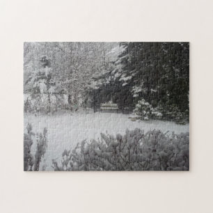 Quebra-cabeça Park Bench em neve fresca