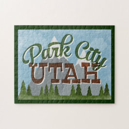 Quebra-cabeça Park City Utah Fundo Retro Montanhas Snowy