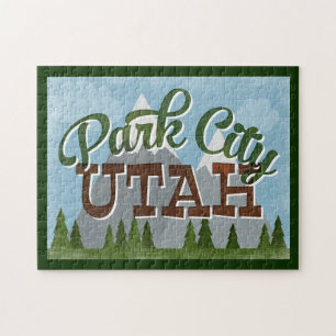 Quebra-cabeça Park City Utah Fundo Retro Montanhas Snowy