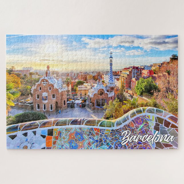 Quebra-cabeça Park Guell, Barcelona, Espanha (Horizontal)