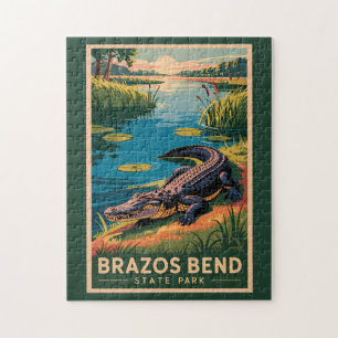 Quebra-cabeça Parque Estadual Brazos Bend Texas Viagem Arte Vint
