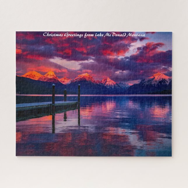 Quebra-cabeça Parque Glaciar Lake McDonald.Cumprimentos de Natal (Horizontal)