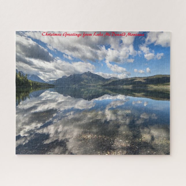 Quebra-cabeça Parque Glaciar Lake McDonald .Saudações de Natal (Horizontal)