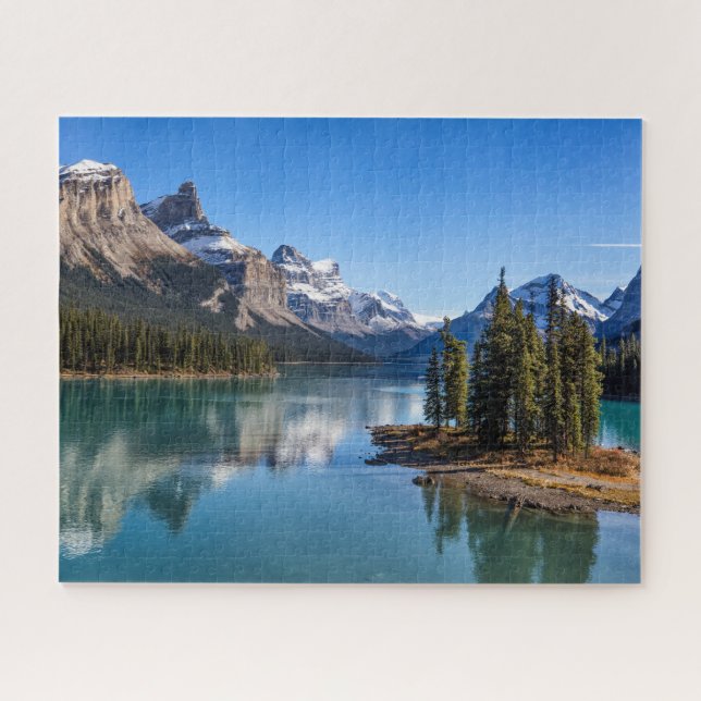 Quebra-cabeça Parque Nacional de Jasper, lago do Canadá e montan (Horizontal)