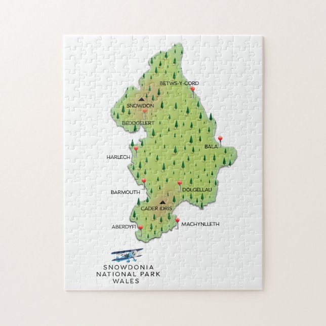 Quebra-cabeça Parque nacional de Snowdonia, mapa de Gales (Vertical)