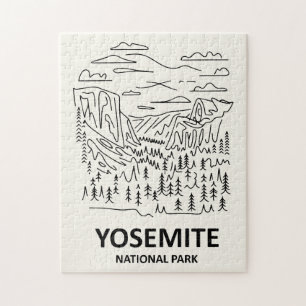 Quebra-cabeça Parque Nacional de Yosemite Line Art