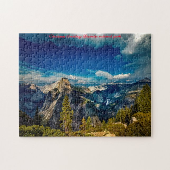Quebra-cabeça Parque nacional de Yosemite. Saudações de Natal (Horizontal)