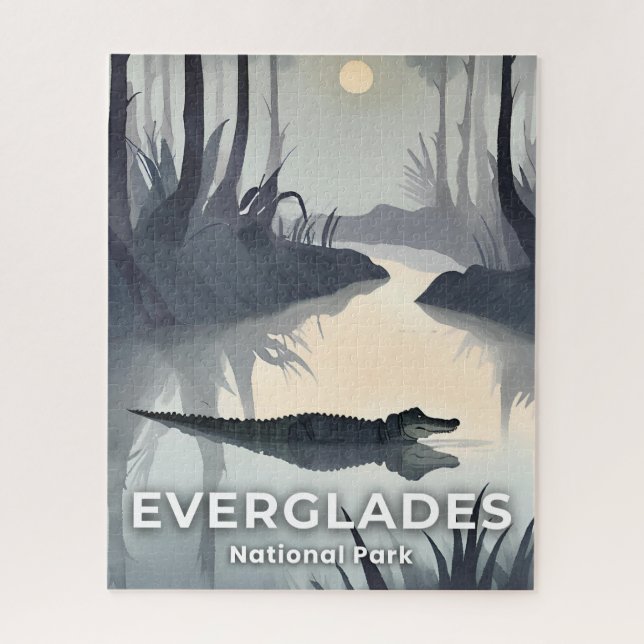 Quebra-cabeça Parque Nacional Everglades | Jacaré em Aquarela (Vertical)