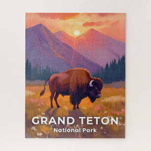 Quebra-cabeça Parque Nacional Grand Teton Bison Viagem Wyoming