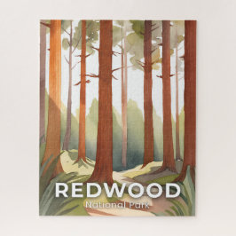 Quebra-cabeça Parque Nacional Redwood | Arte de Viagem em Aquare
