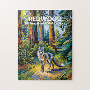 Quebra-cabeça Parque Nacional Redwood Van Gogh Floresta Raposa P