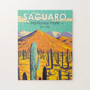 Quebra-cabeça Parque Nacional Saguaro Cactos Em Primavera Vintag
