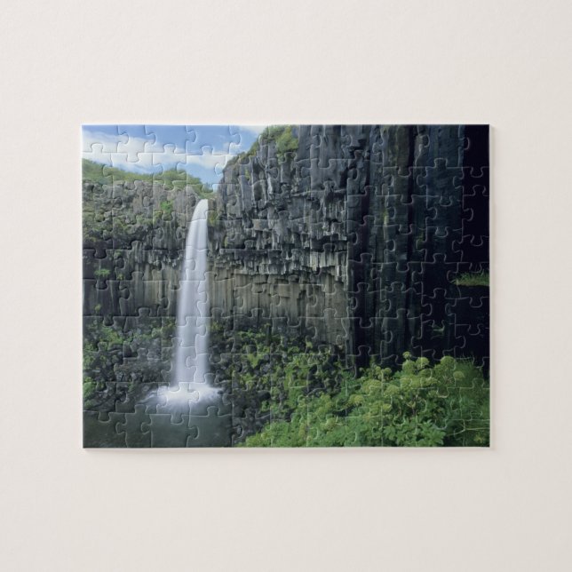 Quebra-cabeça Parque Nacional Skaftafell, cascata Svartifoss, (Horizontal)