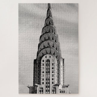 Quebra-cabeça Parte superior do edifício Chrysler NYC - B&W