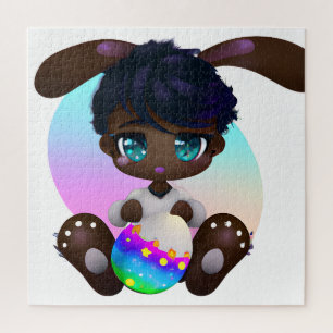 Quebra-cabeça Páscoa de chocolate Melanina Coelhinho Bebê Melani