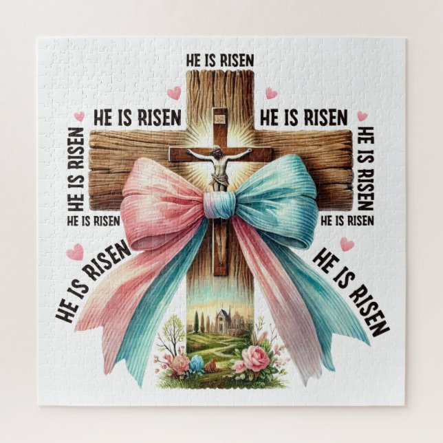 Quebra-cabeça Páscoa Ele está erguendo Jesus Cristo Ressureção (Vertical)